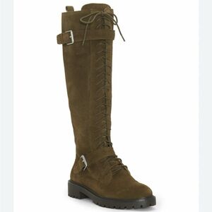 New Lucky Brand Knee High Suede Combat Lace Up Moto Boot Size 9